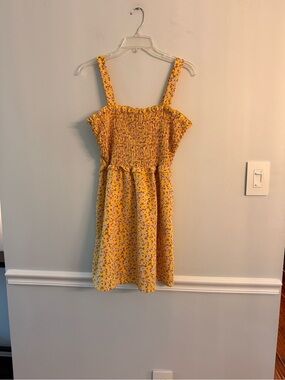 As U Wish Yellow Floral Smocked Mini Dress